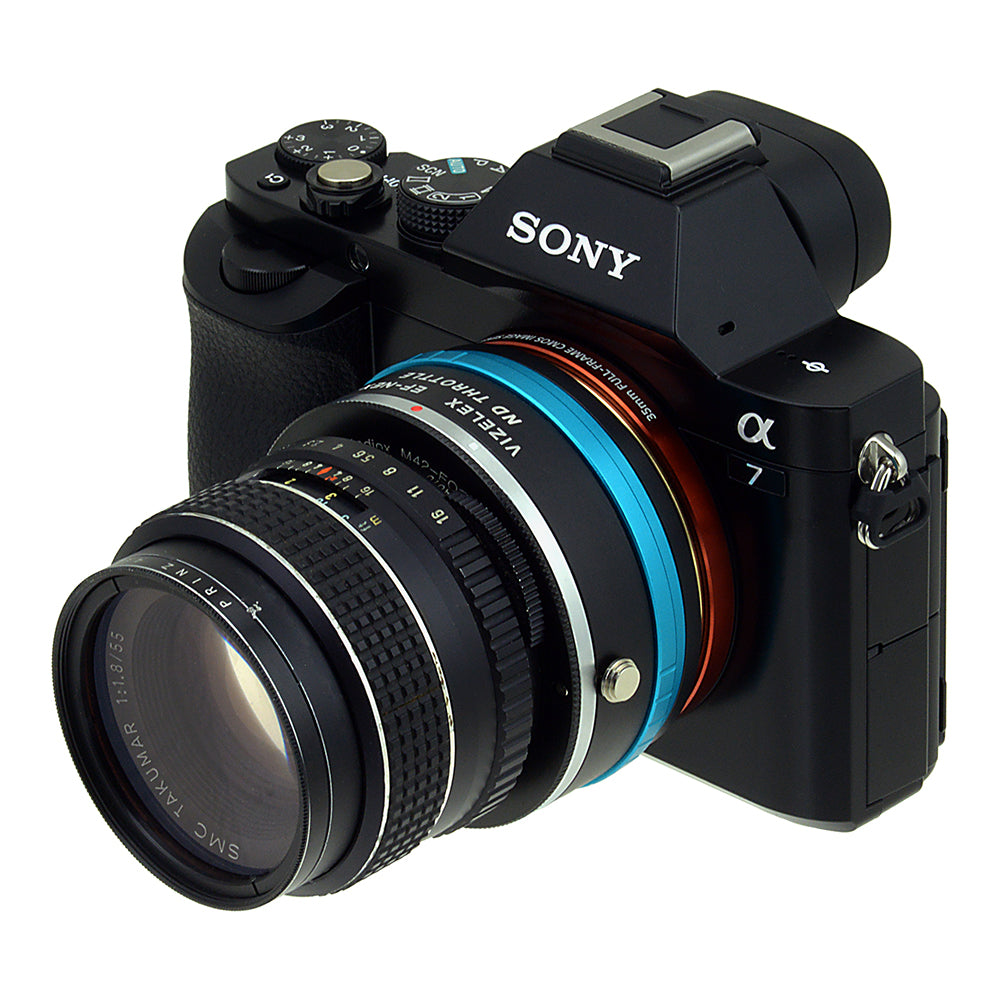 Vizelex ND Throttle Lens Mount Double Adapter - M42 Type 1 & 2 (42mm x1 Screw Mount) to Sony Alpha E-Mount Mirrorless Camera Body with Built-In Variable ND Filter (2 to 8 Stops)