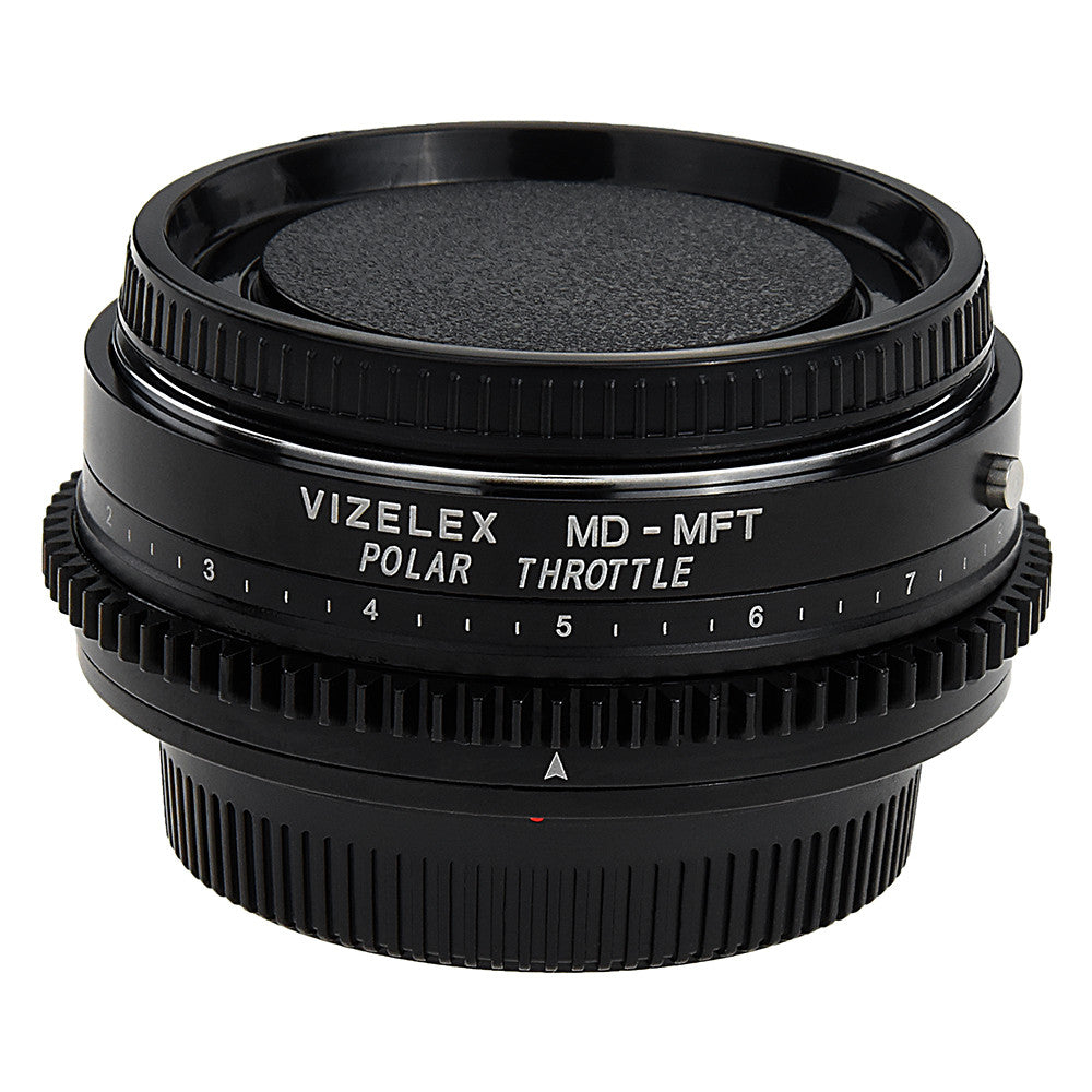 Vizelex Polar Throttle Lens Mount Adapter - Minolta Rokkor (SR / MD / MC) SLR Lens to Micro Four Thirds (MFT, M4/3) Mount Mirrorless Camera Body with Built-In Circular Polarizing Filter