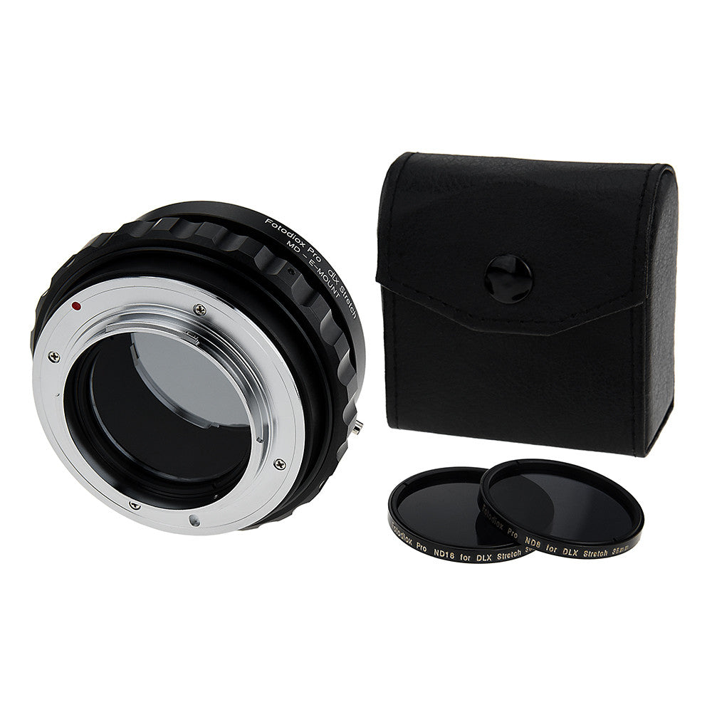 Fotodiox DLX Stretch Lens Mount Adapter - Minolta Rokkor (SR / MD / MC) SLR Lens to Sony Alpha E-Mount Mirrorless Camera Body with Macro Focusing Helicoid and Magnetic Drop-In Filters