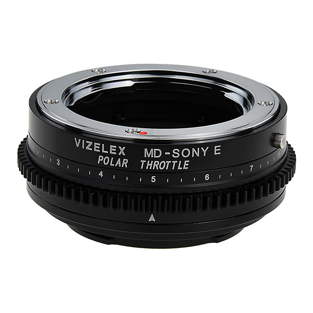 Vizelex Polar Throttle Lens Mount Adapter - Minolta Rokkor (SR / MD / MC) SLR Lens to Sony Alpha E-Mount Mirrorless Camera Body with Built-In Circular Polarizing Filter