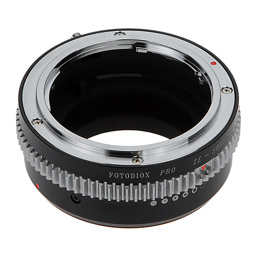 Fotodiox Pro Lens Mount Adapter - Mamiya 35mm (ZE) SLR Lens to Sony Alpha E-Mount Mirrorless Camera Body with Built-In Aperture Control Dial
