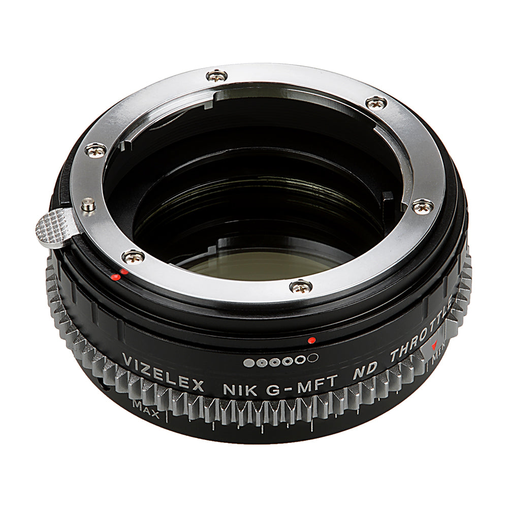 Vizelex Cine ND Throttle Lens Mount Adapter - Nikon Nikkor F Mount G-Type  D/SLR Lens to Micro Four Thirds (MFT, M4/3) Mount Mirrorless Camera Body
