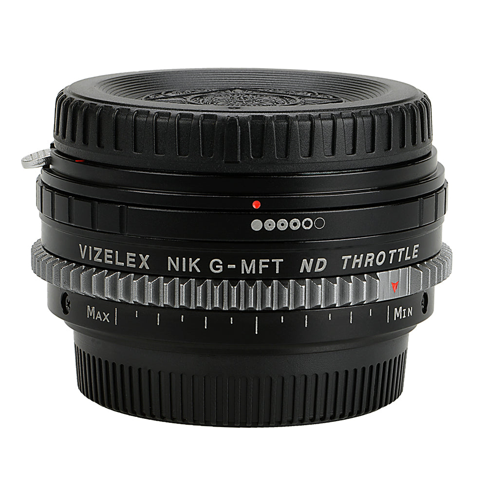 Vizelex Cine ND Throttle Lens Mount Adapter - Nikon Nikkor F Mount G-Type D/SLR Lens to Micro Four Thirds (MFT, M4/3) Mount Mirrorless Camera Body with Built-In Variable ND Filter (2 to 8 Stops)