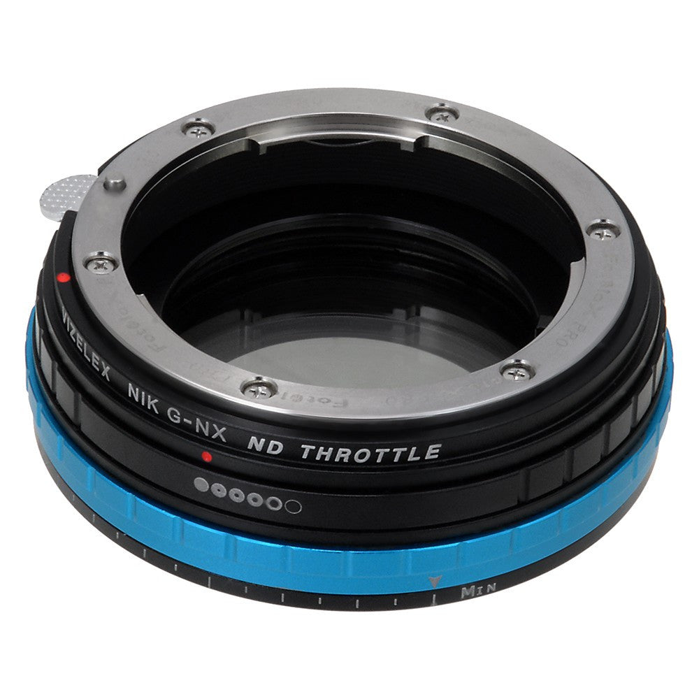 Vizelex ND Throttle Lens Adapter - Compatible with Nikon F Mount G-Type D/SLR Lenses to Samsung NX Mount Mirrorless Cameras with Built-In Variable ND Filter (2 to 8 Stops)