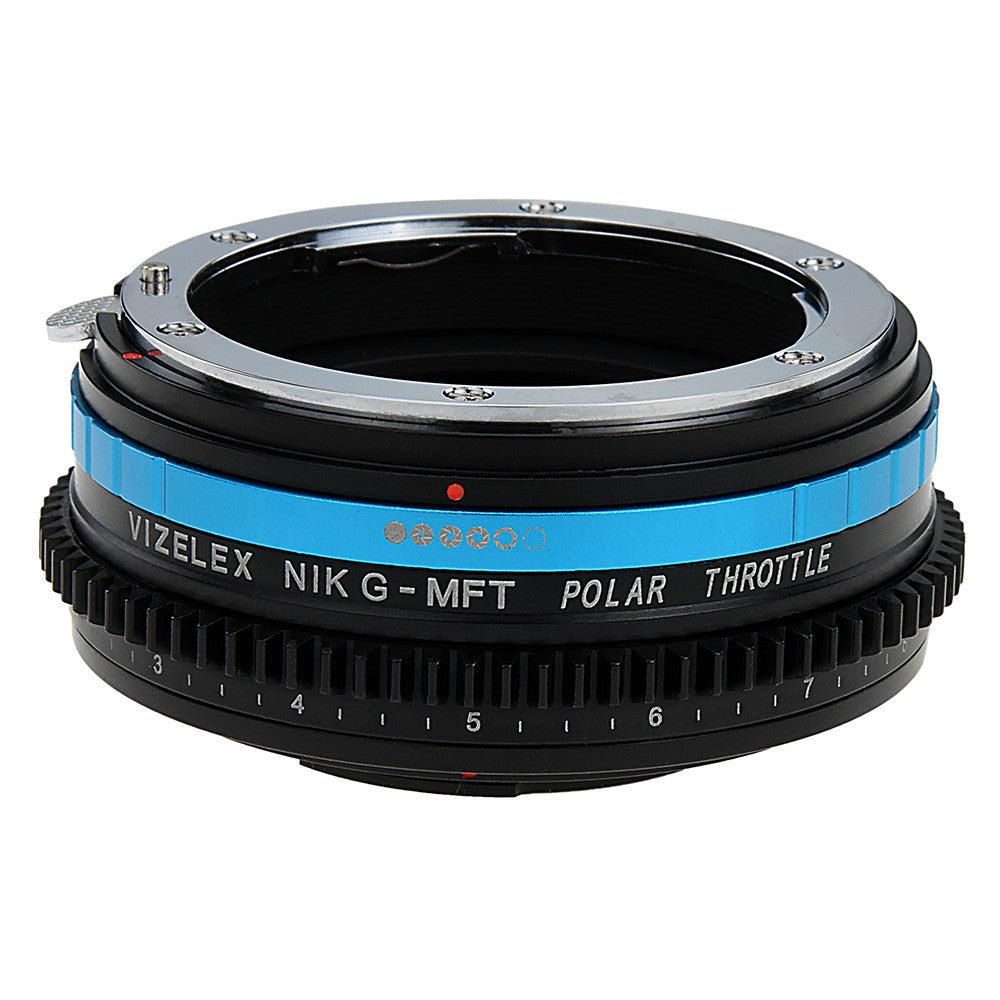 Vizelex Polar Throttle Lens Mount Adapter - Nikon Nikkor F Mount G-Type D/SLR Lens to Micro Four Thirds (MFT, M4/3) Mount Mirrorless Camera Body with Built-In Circular Polarizing Filter