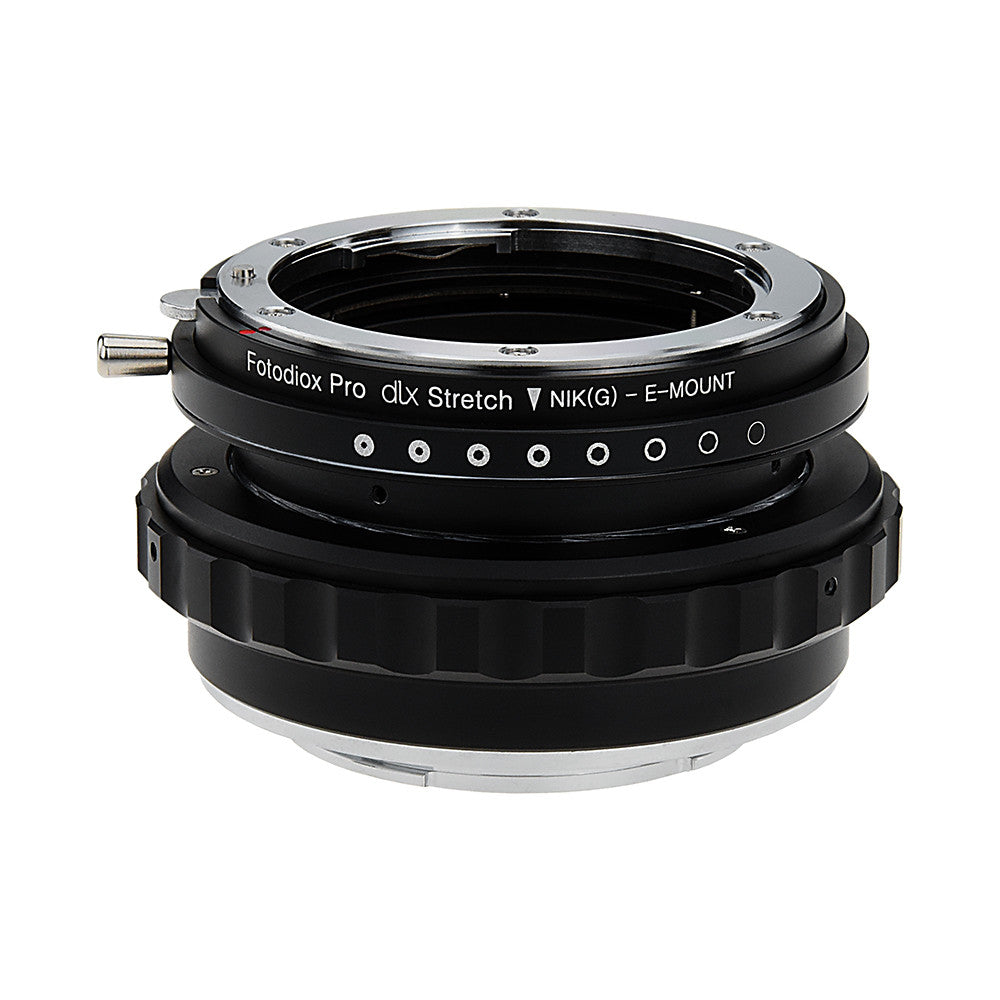 Fotodiox DLX Stretch Lens Mount Adapter - Nikon Nikkor F Mount G-Type D/SLR Lens to Sony Alpha E-Mount Mirrorless Camera Body with Macro Focusing Helicoid and Magnetic Drop-In Filters