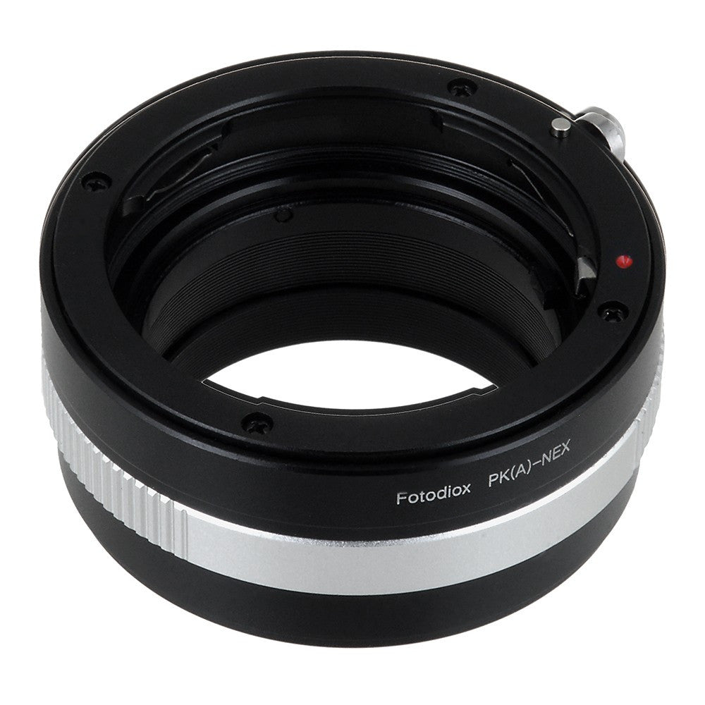 Fotodiox Lens Mount Adapter - Pentax K AF Mount (PKAF) DSLR Lens to Sony Alpha E-Mount Mirrorless Camera Body with Built-In Aperture Control Dial