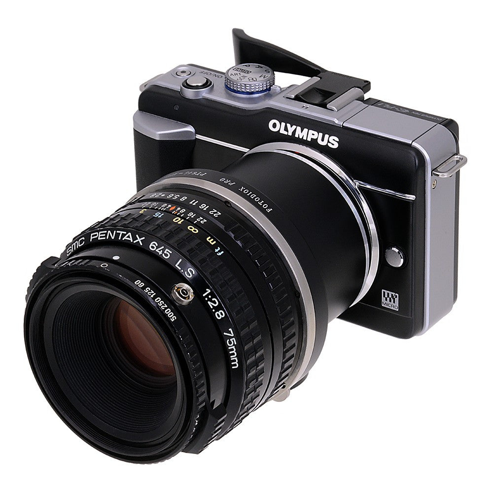 Fotodiox Pro Lens Mount Adapter - Pentax 645 (P645) Mount Lenses to Micro Four Thirds (MFT, M4/3) Mount Mirrorless Camera Body