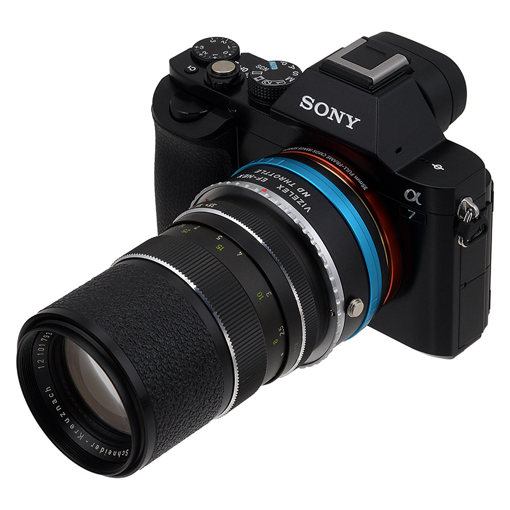 Vizelex ND Throttle Lens Mount Double Adapter - Rollei 35 (SL35) SLR Lens to Sony Alpha E-Mount Mirrorless Camera Body with Built-In Variable ND Filter (2 to 8 Stops)
