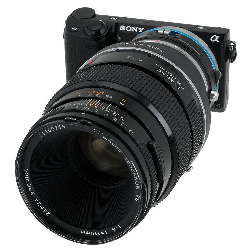 Fotodiox Pro Shift Lens Mount Double Adapter - Bronica SQ Mount Lens to Sony E-Mount Mirrorless Cameras
