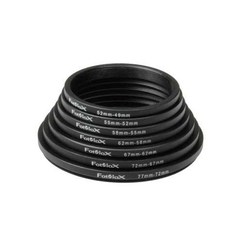 Fotodiox Step-Down Ring Set - Set of 7 Anodized Aluminum Filter Adapter Rings