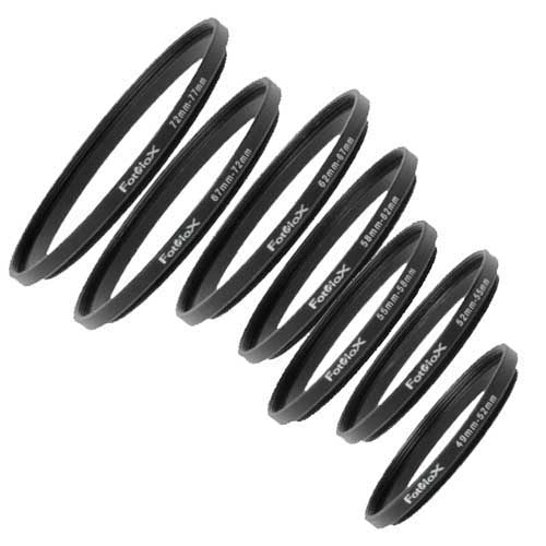Fotodiox Step-Up Ring Set - Set of 7 Anodized Aluminum Filter Adapter Rings