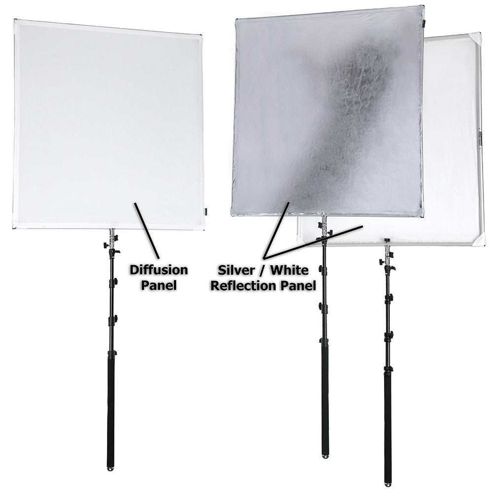 Pro Studio Solutions Boom Sun Scrim - Collapsible Frame Diffusion & Silver/White Reflector Kit with Boom Handle and Carry Bag