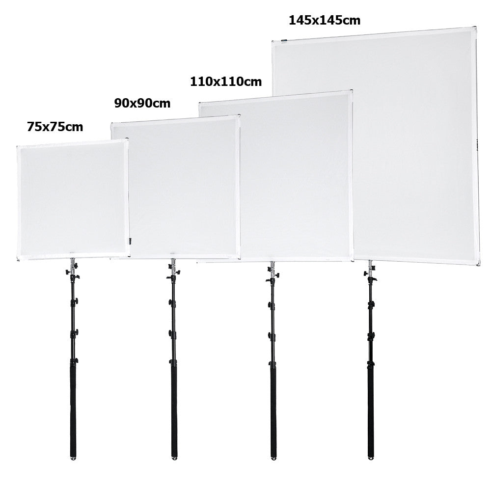 Pro Studio Solutions Boom Sun Scrim - Collapsible Frame Diffusion & Silver/White Reflector Kit with Boom Handle and Carry Bag