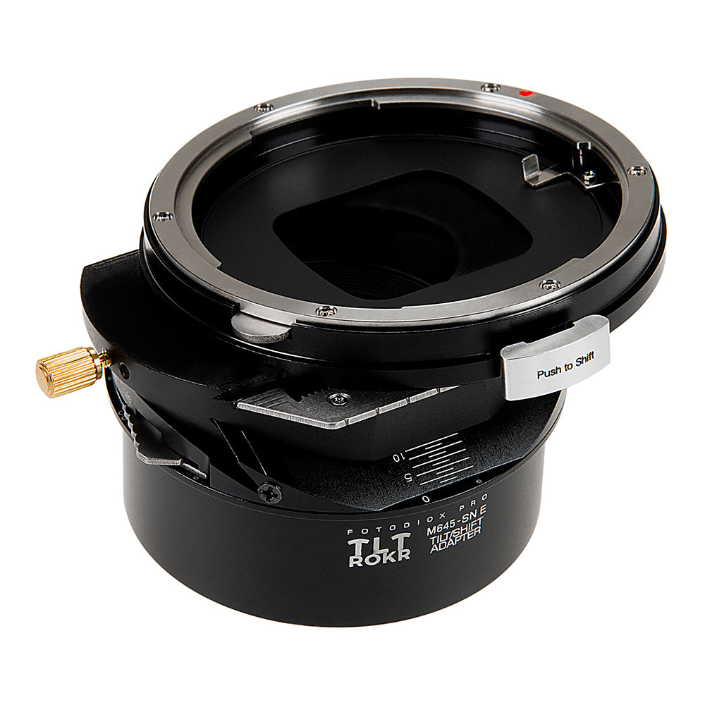 Fotodiox Pro TLT ROKR - Tilt / Shift Lens Mount Adapter for Mamiya 645 (M645) Mount Lenses to Sony Alpha E-Mount Mirrorless Camera Body