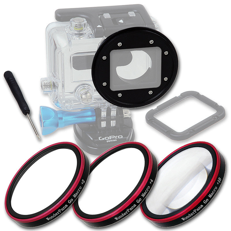 Fotodiox Pro WonderPana Go H3 Macro Kit - GoTough Filter Adapter System f/ GoPro HERO3 Skeleton or Underwater Housing with Three Macro Filters (+2, +4, +10)